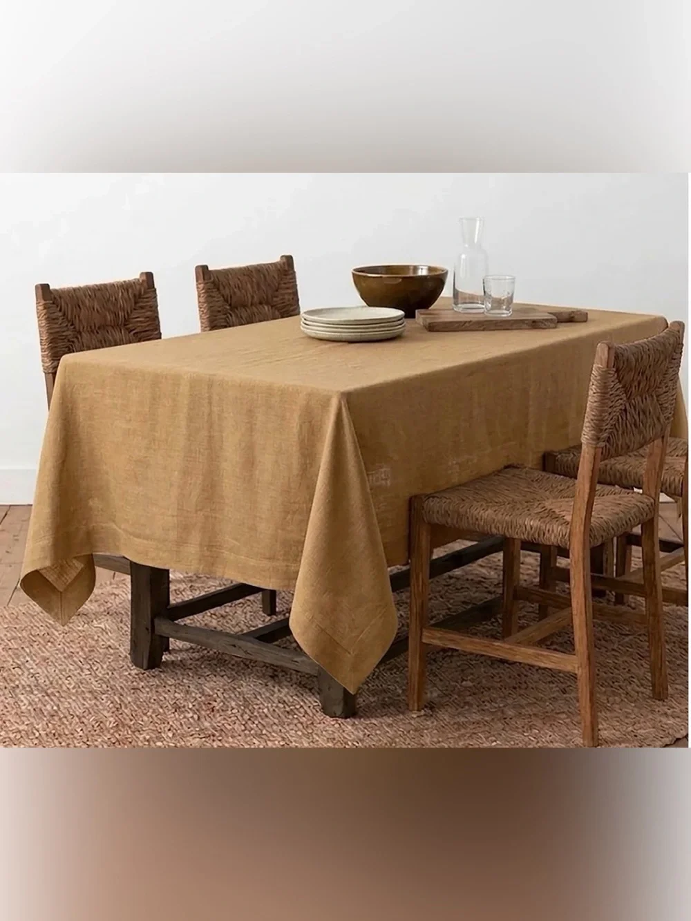 Solino Home Diana Medium Weight Tablecloth Tobacco Brown 60 x 120 in